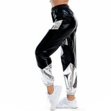 High Waist Loose Holographic Patchwork Trouser