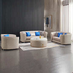 Modern Full-Grain Leather Lounge Sofa for Living Room