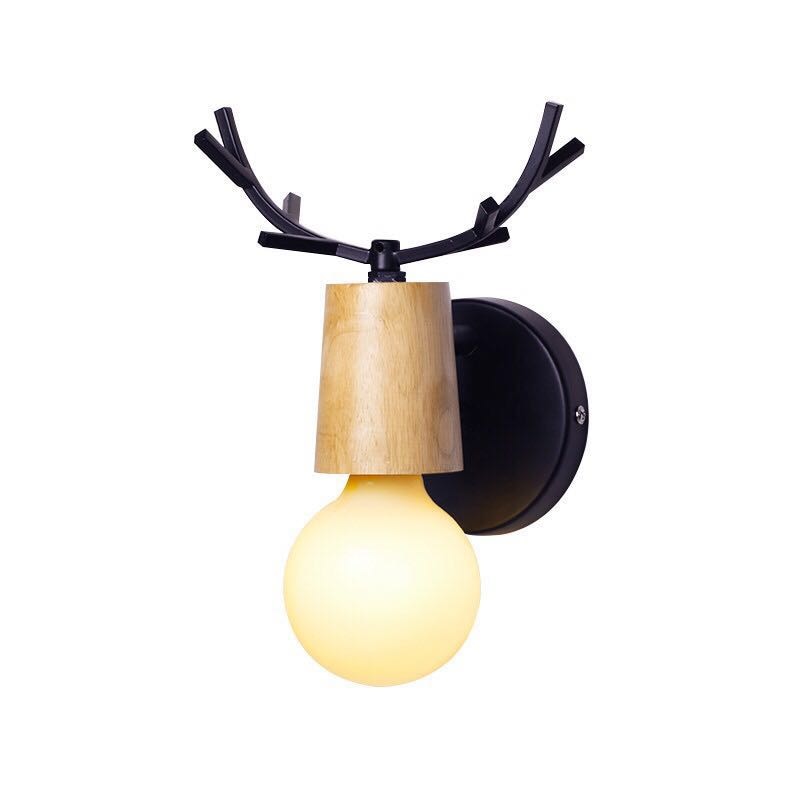 LED Antler Wall Lamp Iron Wooden Modern Lights E27