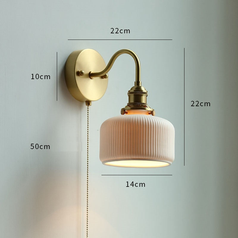 Modern Glass LED Bathroom Mirror Light Pull Chain Switch
