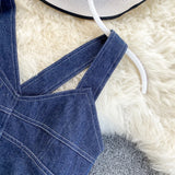 Denim Vest for Women Cotton Jeans Bralette Ladies Crop Tops