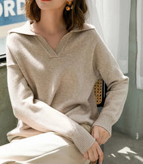 Polo Collar Thick Cashmere Oversize Sweater Jumper