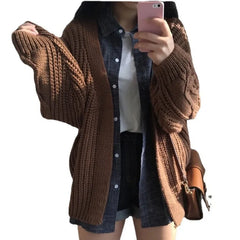 Women's Oversized Knitted Long Sleeve Thick Warm Sweater