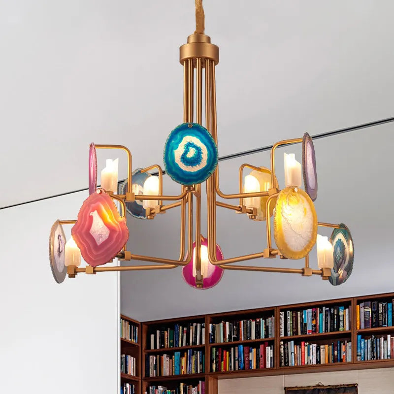 Two Tier Agate Post-Modern Art Decor Colorful Chandelier