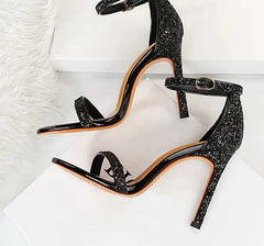 High Heels Buckle Strap Stiletto Rhine Stone Shoes