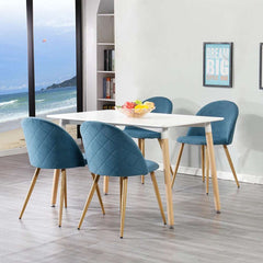 Soft Velvet Metal Feet 2pcs Dining Chairs Set