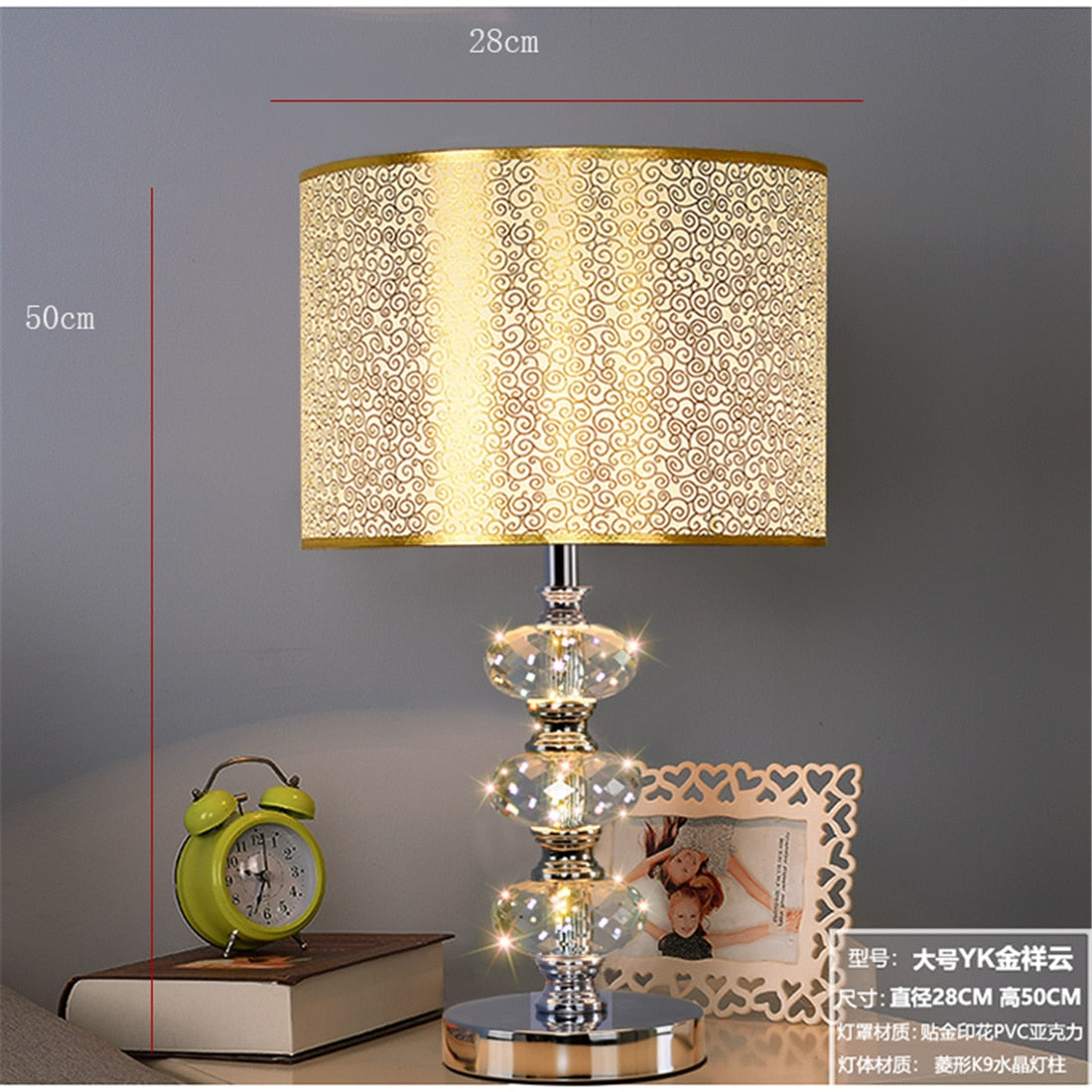 Crystal Gold Silver Pvc Shade Led Table Lamp Decoration Lights