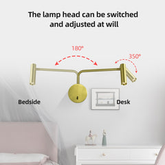 LED Wall Lamp with Switch 3W Spotlight Metal Bedside light - Golden Atelier