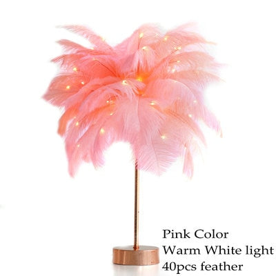 Tree Feather Lampshade LED Decorative Light