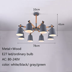 Modern Solid Wood Bracket LED E27 Chandelier