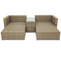 Outdoor Patio Furniture 5-Pcs Set Wicker Rattan Sectional Sofa Set