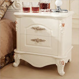 41896893874381  European French Carved Bedside White Nightstands Cabinet