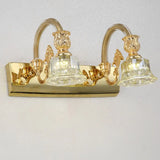 Crystal LED Washroom Wall Light Golden Mirror Front Wall Sconces