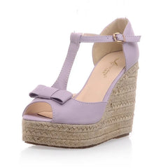 High Heel Wedges Peep Toe Linen Platform Sandals. Golden Atelier 3