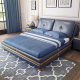 1.5 or 1.8 m  Blue Soft Bonded Leather Bed Bedroom Furniture