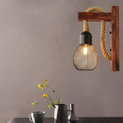 Rope Wall Mounted Wooden LED Lamp