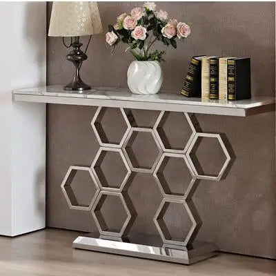 Stainless Steel Porch Desk-end Living Room Partition Table Geometric - Golden Atelier