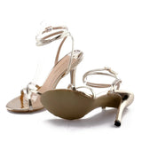Light Gold High Heel Sandals Corss Strappy Slingback Gladiator Shoes