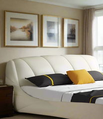 Modern Cow Leather Bed Soft Beds Unique Designer Furniture Golden Atelier