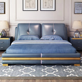 1.5 or 1.8 m  Blue Soft Bonded Leather Bed Bedroom Furniture