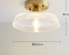 Glass Ceiling Lamp Copper E27 Light Fixture For Corridor