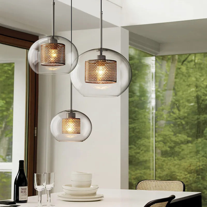 Glass Ball LED Pendant Light Creative Hanging Lamp 