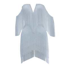Off-Shoulder Strapless Tassel Mini Dress