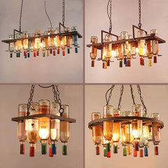 Decoration Wine Bottle Hanging Lights Lustre Color Glass Ceiling Chandelier