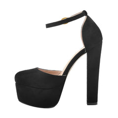  Ankle Strap Pumps Round Toe Buckle Strap Mary Jane Shoes