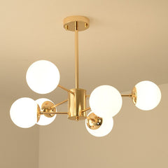 Gold Plated E27 LED Bulb Glass Shade Hanging Chandelier