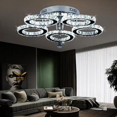 "Modern LED rings ceiling light fixture with layered circular design"

