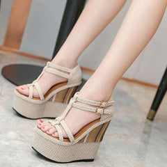 16CM Wedge Heeled Thick Bottom Women's Shoes