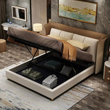 Double genuine leather High-End Metal and Solid Wood Bed Frame