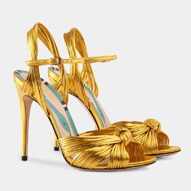 Golden  High Heel Ribbon Woven Stiletto Sandals . Golden Atelier 1