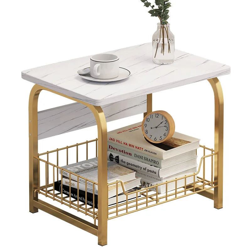 Storage Space White Metal Coffee Tea Tables Side Table