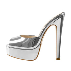 Platform Stiletto Peep Toe Mules Sandals