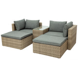 Outdoor Patio Furniture 5-Pcs Set Wicker Rattan Sectional Sofa Set