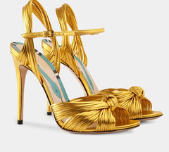 Golden  High Heel Ribbon Woven Stiletto Sandals. Golden Atelier 4