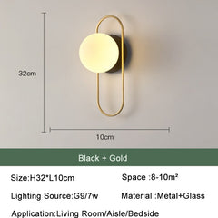 Glass Ball LED Wall Lighting Fixture with 7W G9 Bulb Wall Sconce 