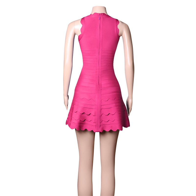 Solid Bodycon Sleeveless Elegant Women Mini Dress