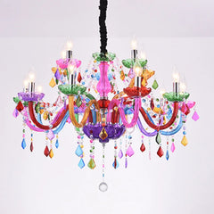 Close-up of the chandelier, showcasing the colorful crystals and intricate design. Golden Atelier 3