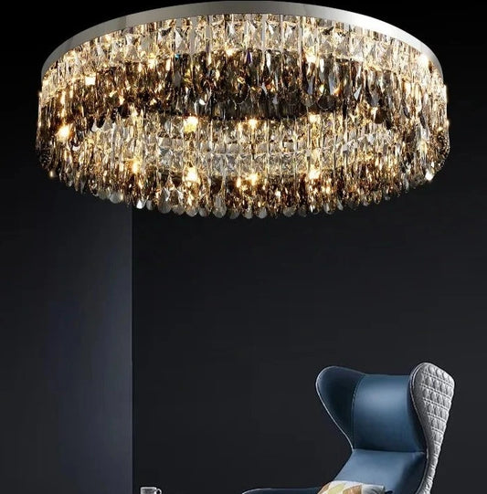 Atmospheric Chrome Silver Ceiling Crystal Lighting Fixtures