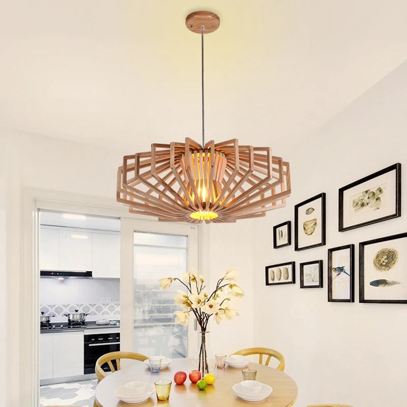 Simple Nordic solid wood chandelier warm bedroom lamp restaurant creative personalized wooden Chandelier Golden Atelier 1