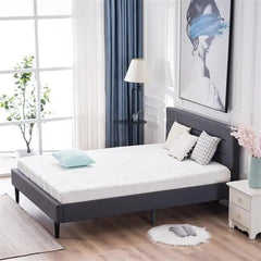 Linen Soft Horizontal Line Dark Gray Queen Bed Frame