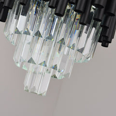 Black Crystal Chandelier for Dining Room Dia30cm Hanging Light