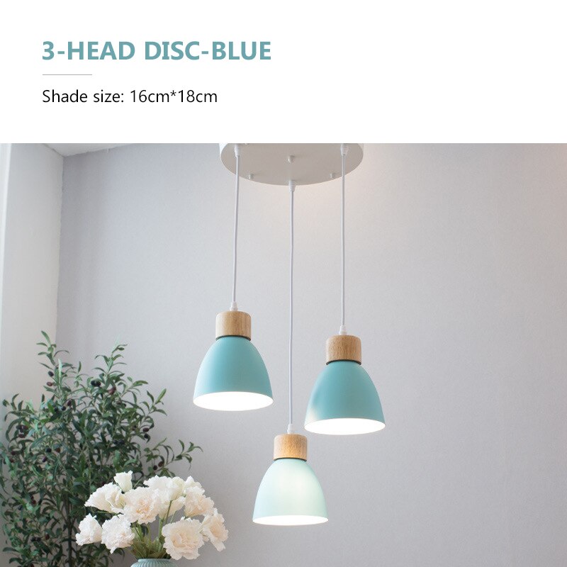 E27 Creative Wooden Bedside Lights 3 Heads Pendant Lamps