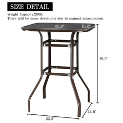 Wrought Iron Glass Teslin Cloth Brown Outdoor Furniture Set