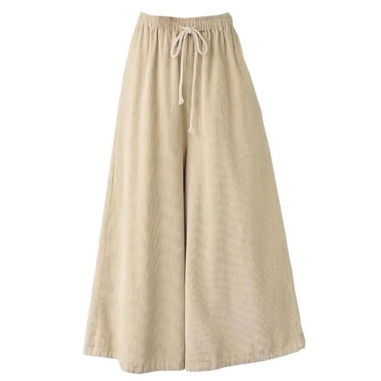 Cotton Linen Trousers Bohemian Loose Leisure Wide Skirt Pant