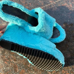 Plush Fur Platform Wedge Slippers