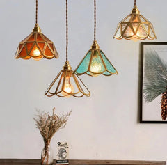 Vintage Style Glass Copper LED Pendant Lights Hanglamps